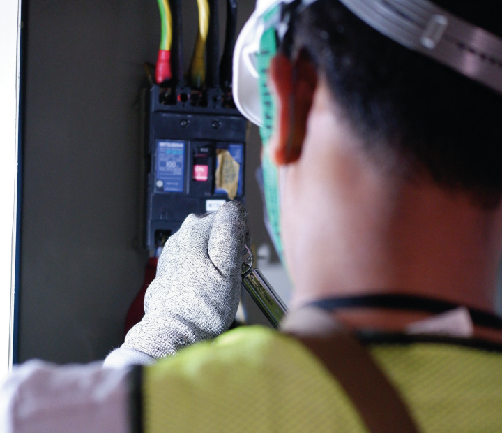 Electrics being fitted to a container